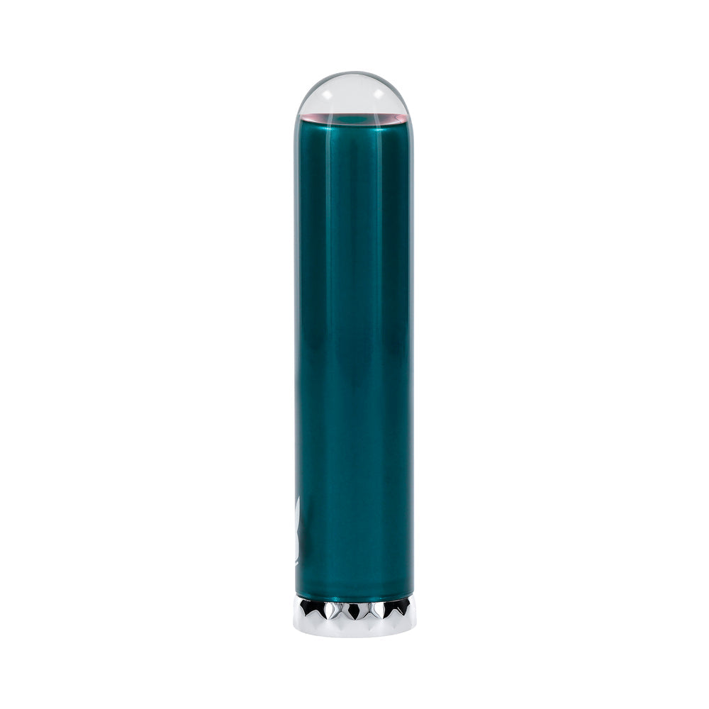 Playboy Emerald Rechargeable Vibrating Glass Mini Vibe Deep Teal - product image 3
