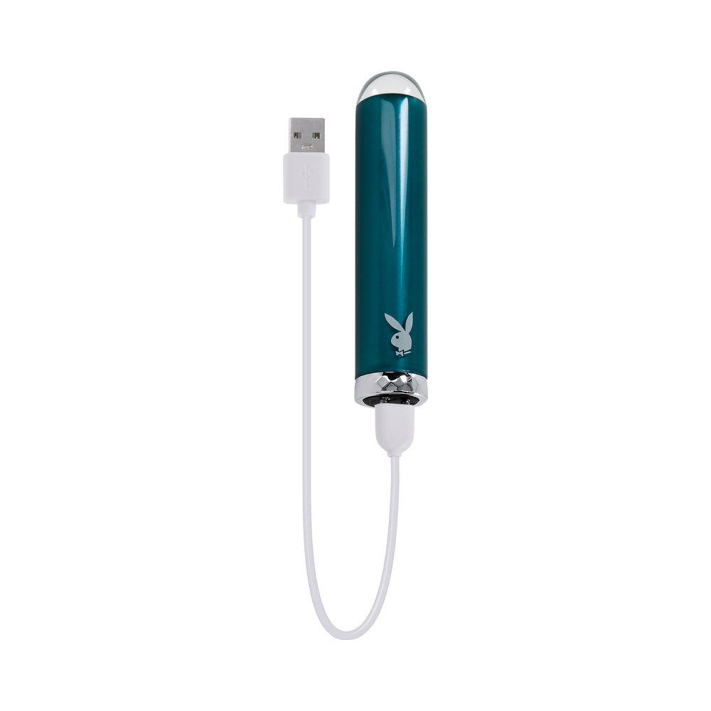 Playboy Emerald Rechargeable Vibrating Glass Mini Vibe Deep Teal - product image 7