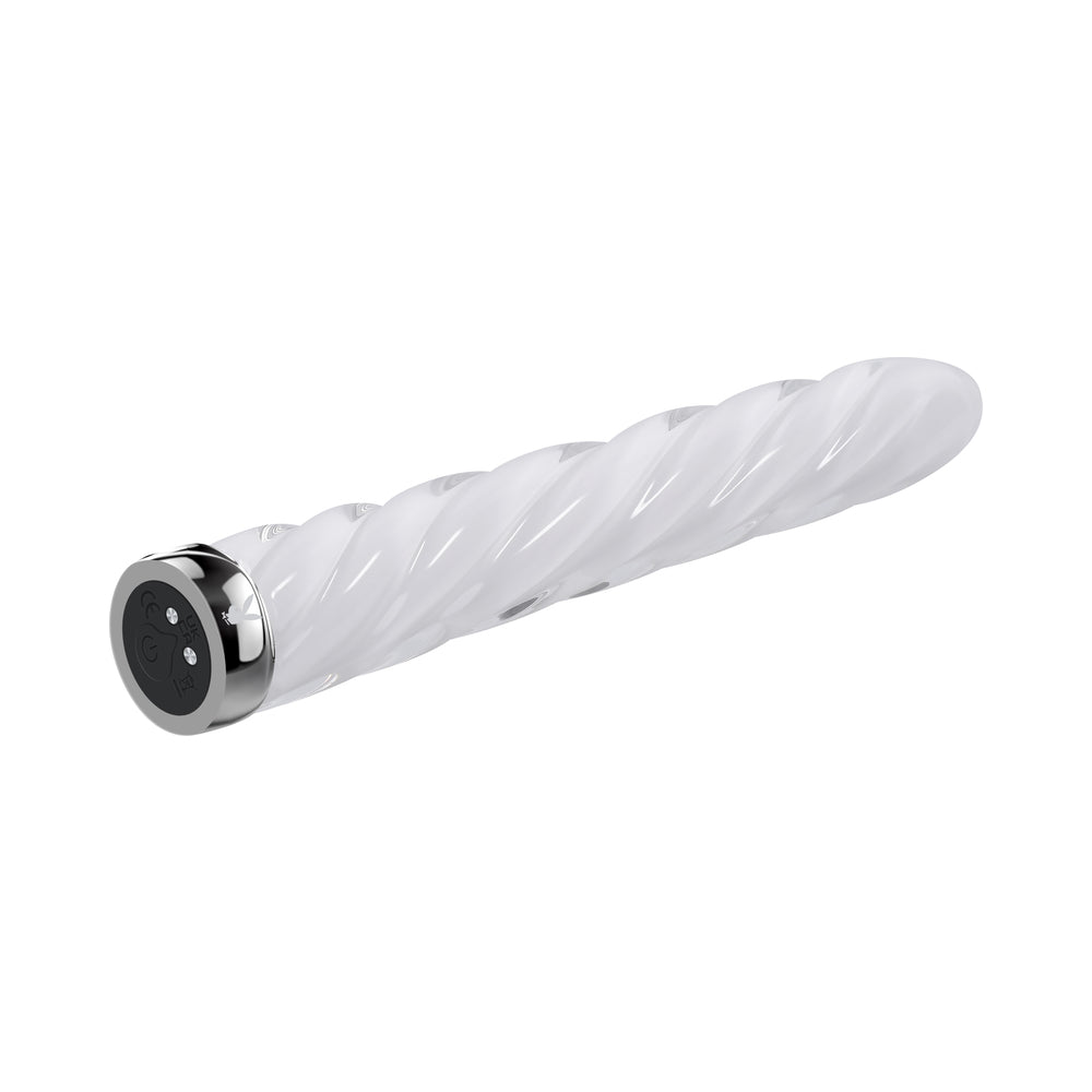 Playboy In A Twist Rechargeable Glass Vibrator White - product image 5
