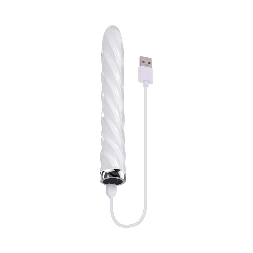 Playboy In A Twist Rechargeable Glass Vibrator White - product image 7