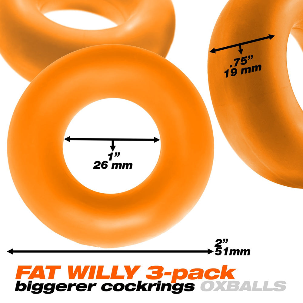 Oxballs Fat Willy 3-Pack Jumbo Cockrings Orange - product image 5