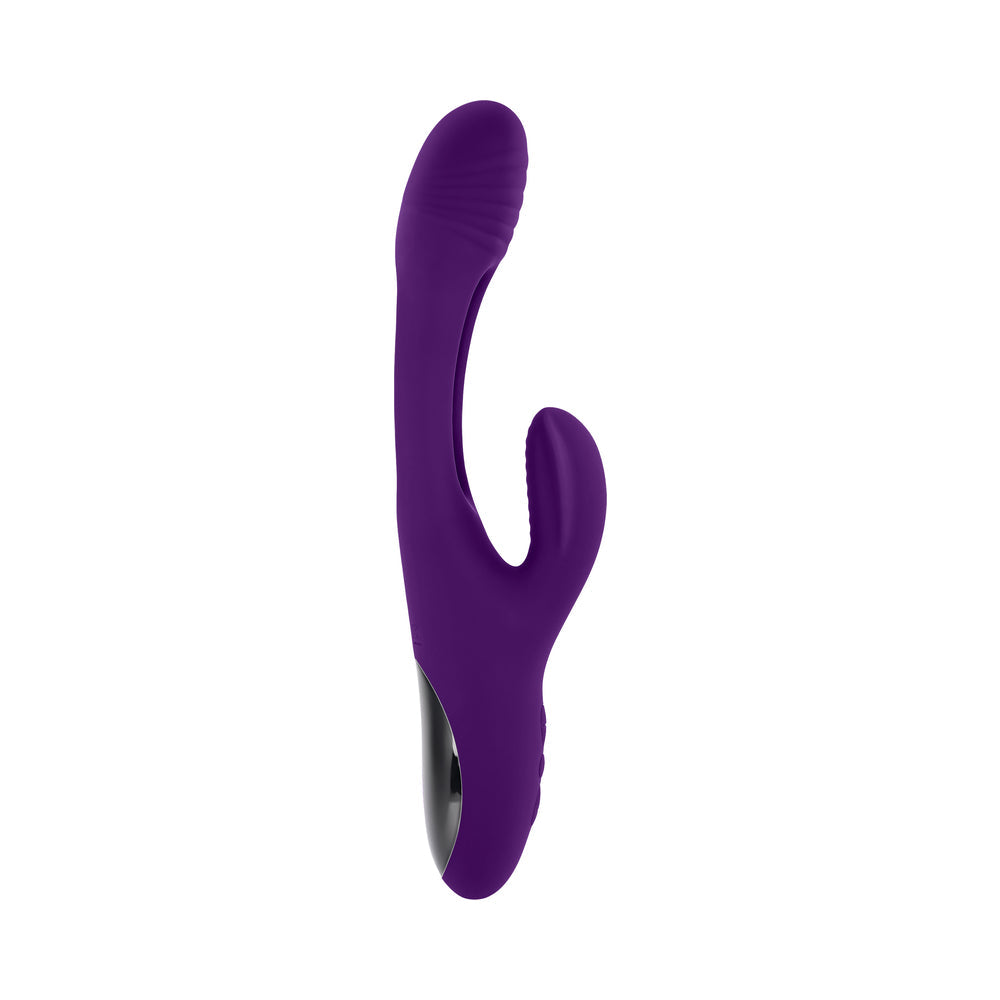 Playboy The Thrill Rechargeable Silicone Dual Stim Vibrator with Flapper Acai - product image 3