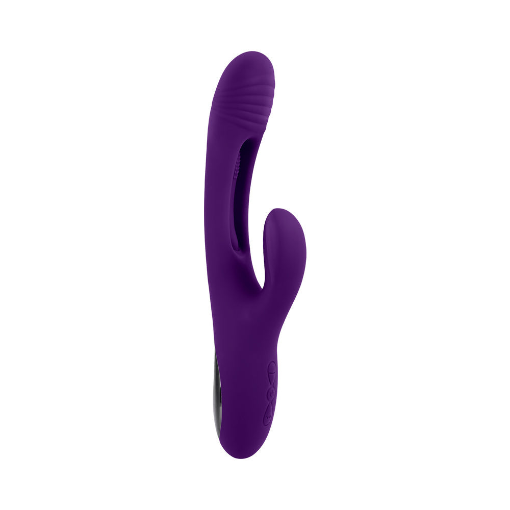 Playboy The Thrill Rechargeable Silicone Dual Stim Vibrator with Flapper Acai - product image 4
