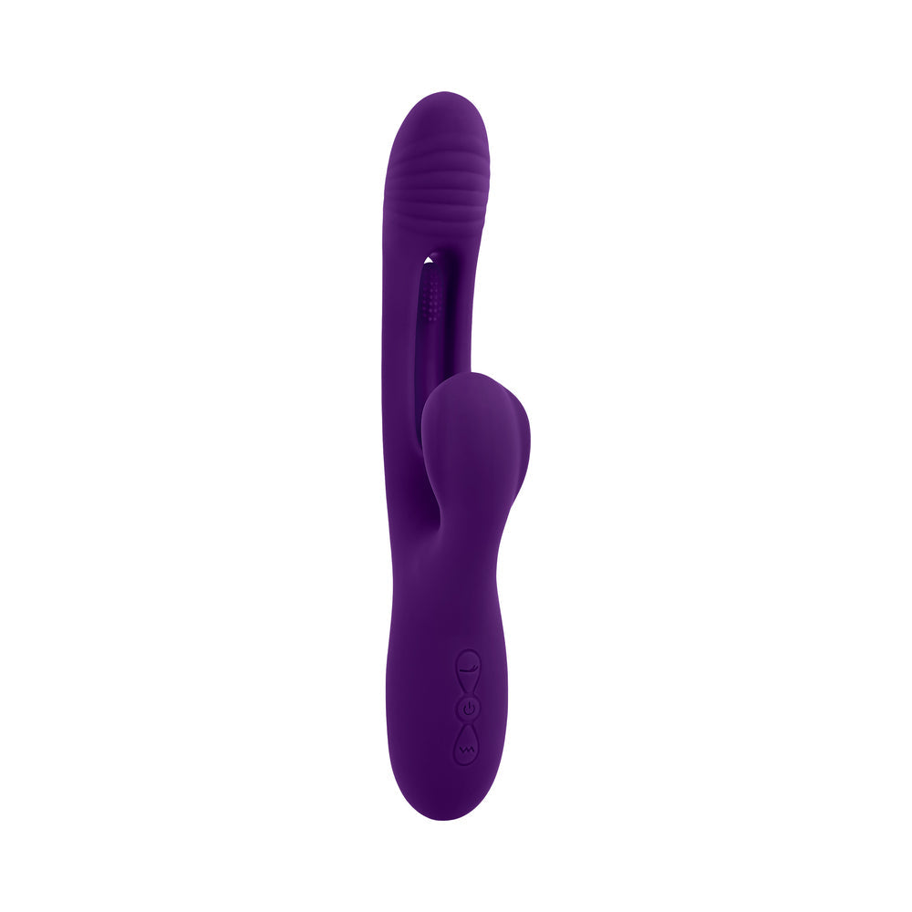 Playboy The Thrill Rechargeable Silicone Dual Stim Vibrator with Flapper Acai - product image 5