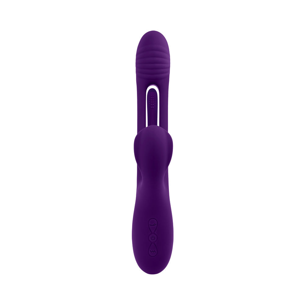 Playboy The Thrill Rechargeable Silicone Dual Stim Vibrator with Flapper Acai - product image 6