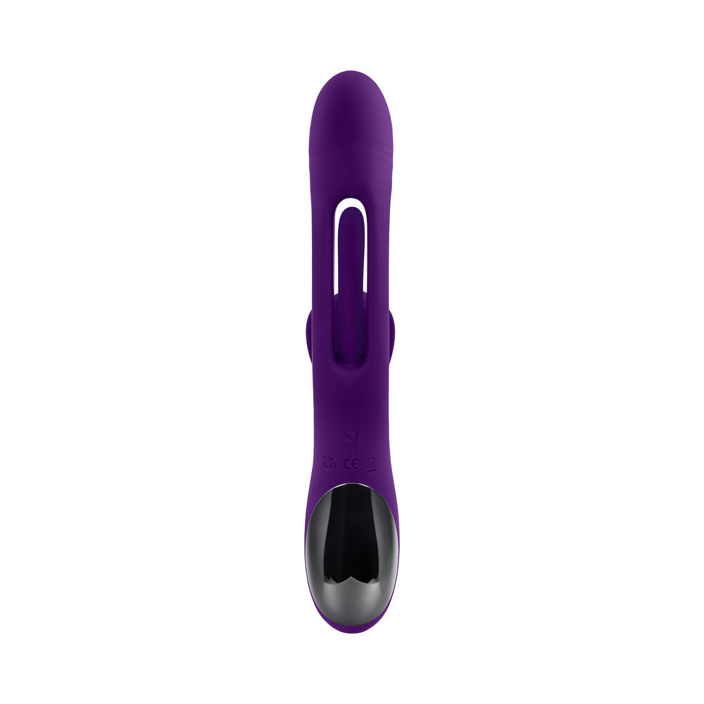 Playboy The Thrill Rechargeable Silicone Dual Stim Vibrator with Flapper Acai - product image 7