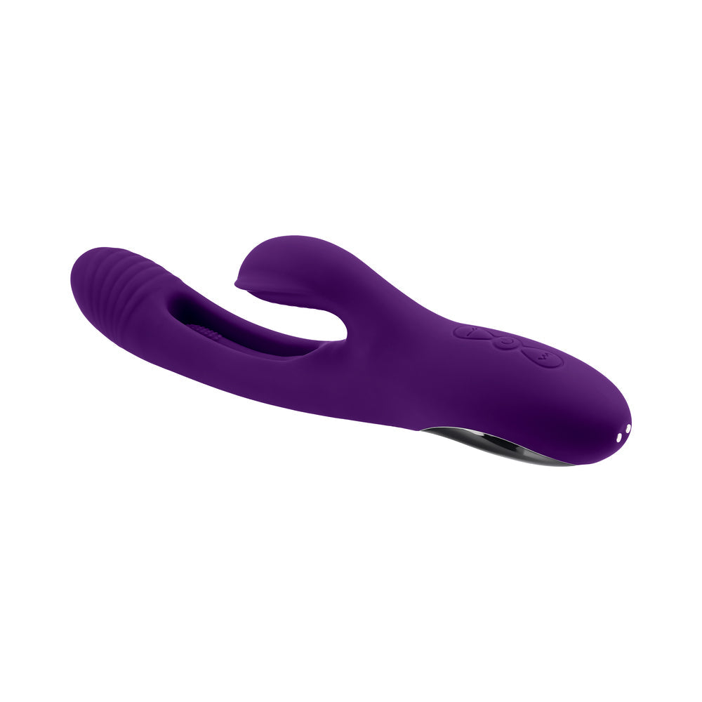 Playboy The Thrill Rechargeable Silicone Dual Stim Vibrator with Flapper Acai - product image 8