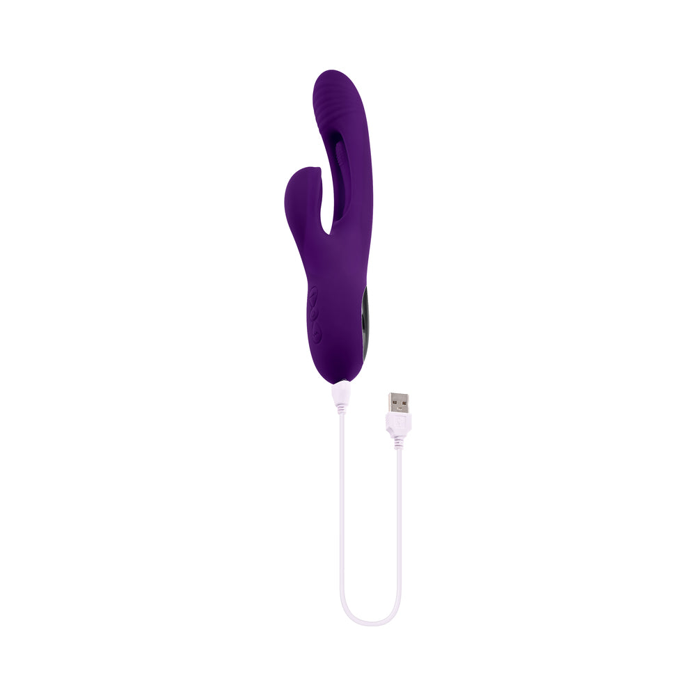 Playboy The Thrill Rechargeable Silicone Dual Stim Vibrator with Flapper Acai - product image 9