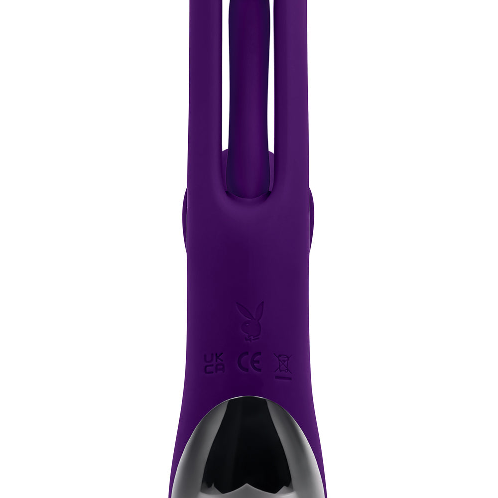 Playboy The Thrill Rechargeable Silicone Dual Stim Vibrator with Flapper Acai - product image 10