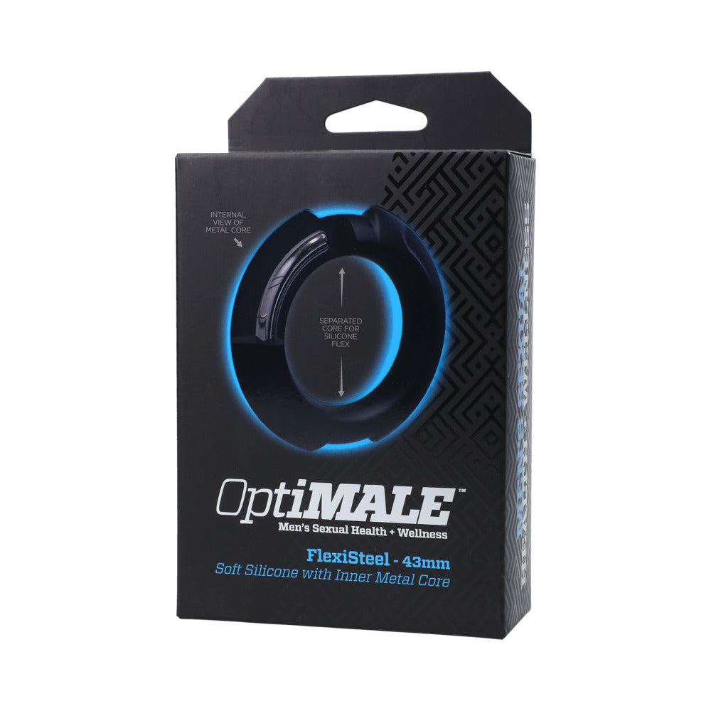 OptiMALE FlexiSteel Silicone, Metal Core Cock Ring 43 mm Black - product image 6