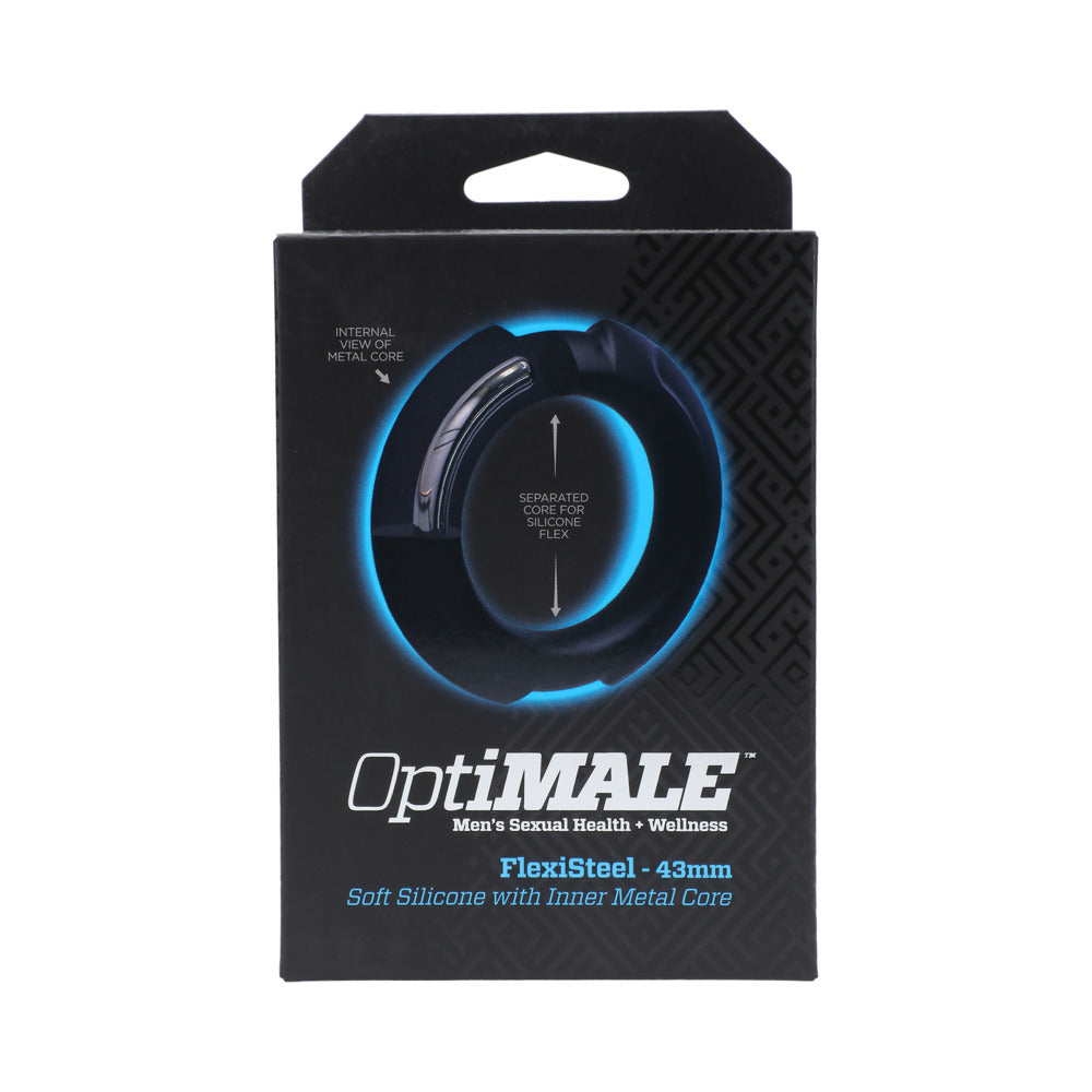 OptiMALE FlexiSteel Silicone, Metal Core Cock Ring 43 mm Black - product image 7