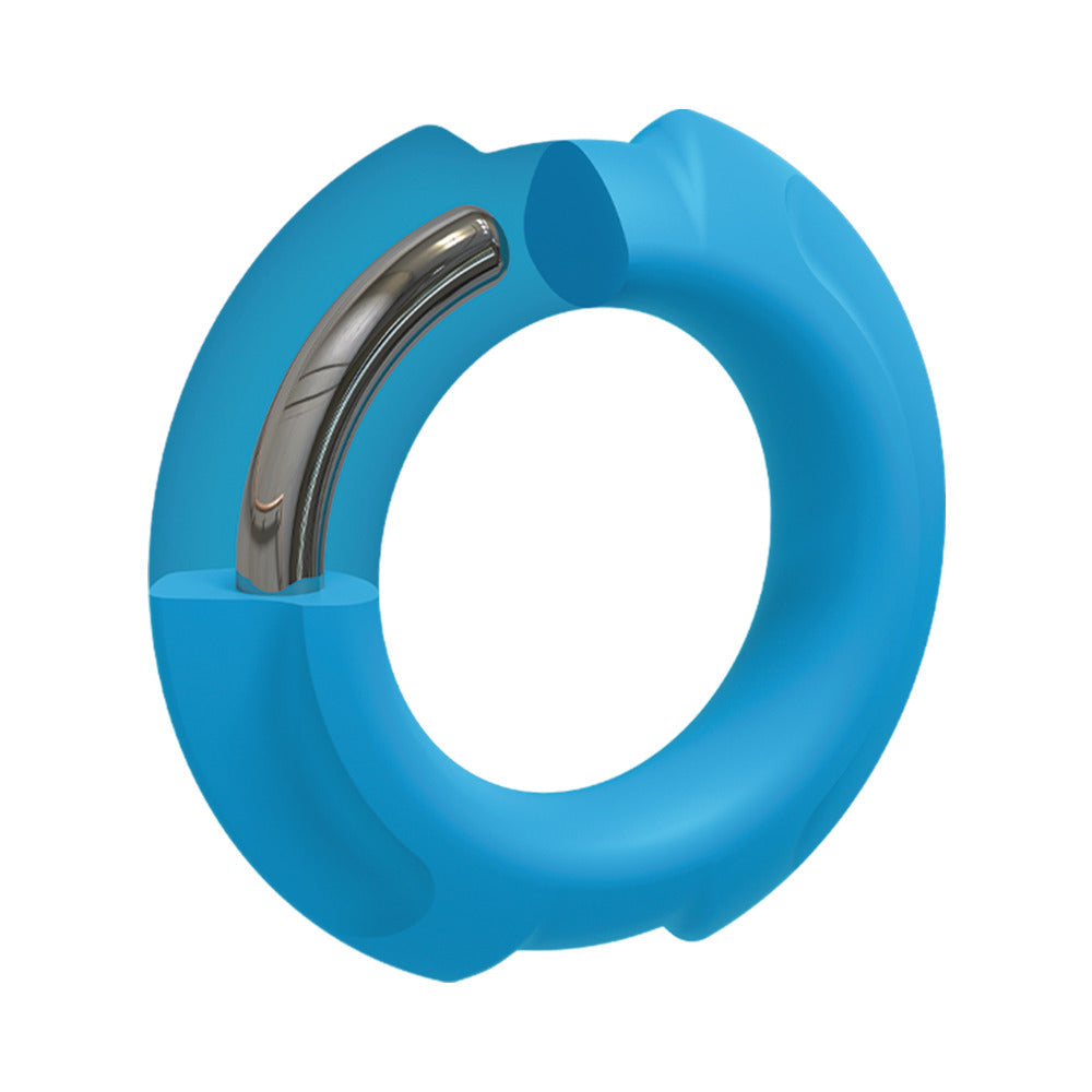 OptiMALE FlexiSteel Silicone, Metal Core Cock Ring 35 mm Blue - product image 5